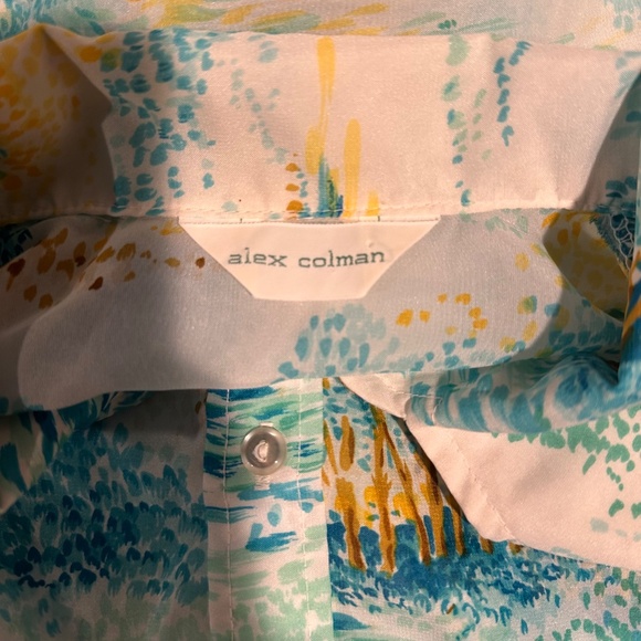 Vintage 70s Impressionist Print Womens Chiffon Long Sleeve Blouse Size Large - Picture 7 of 8